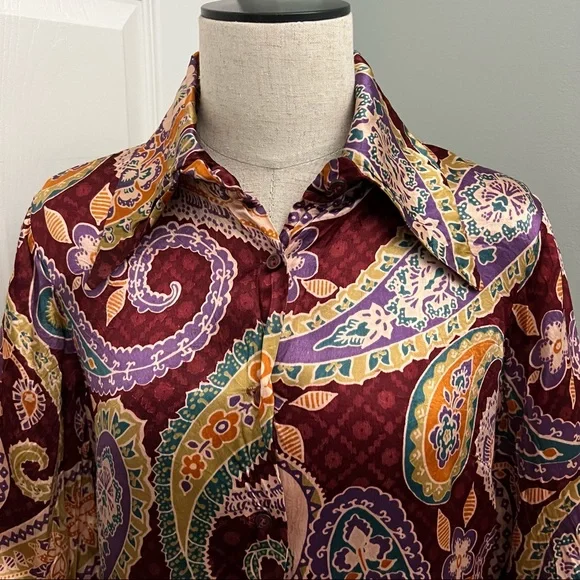 Jack Winter Funky Disco Paisley Vintage Shirt Size M - Picture 3 of 14